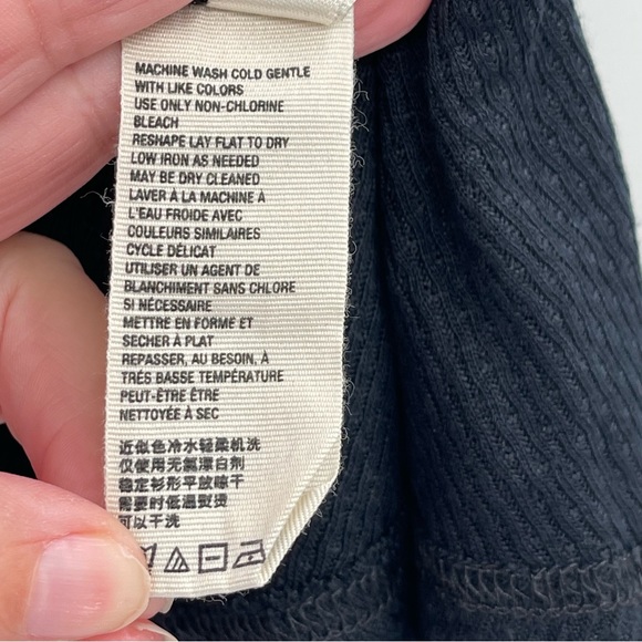 Free People Devin Black Balloon Sleeve Henley Oversized Textured Knit Top - Picture 12 of 13